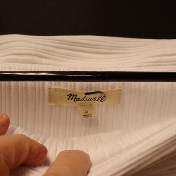 -Madewell NWT Womens Ribbed Off-the-Shoulder Top in Pristine White Size L - Picture 8 of 14